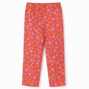 Vintage Avanti Girls 90s Floral High Waist Pants Pink Pop Art Y2K Sz 12-13